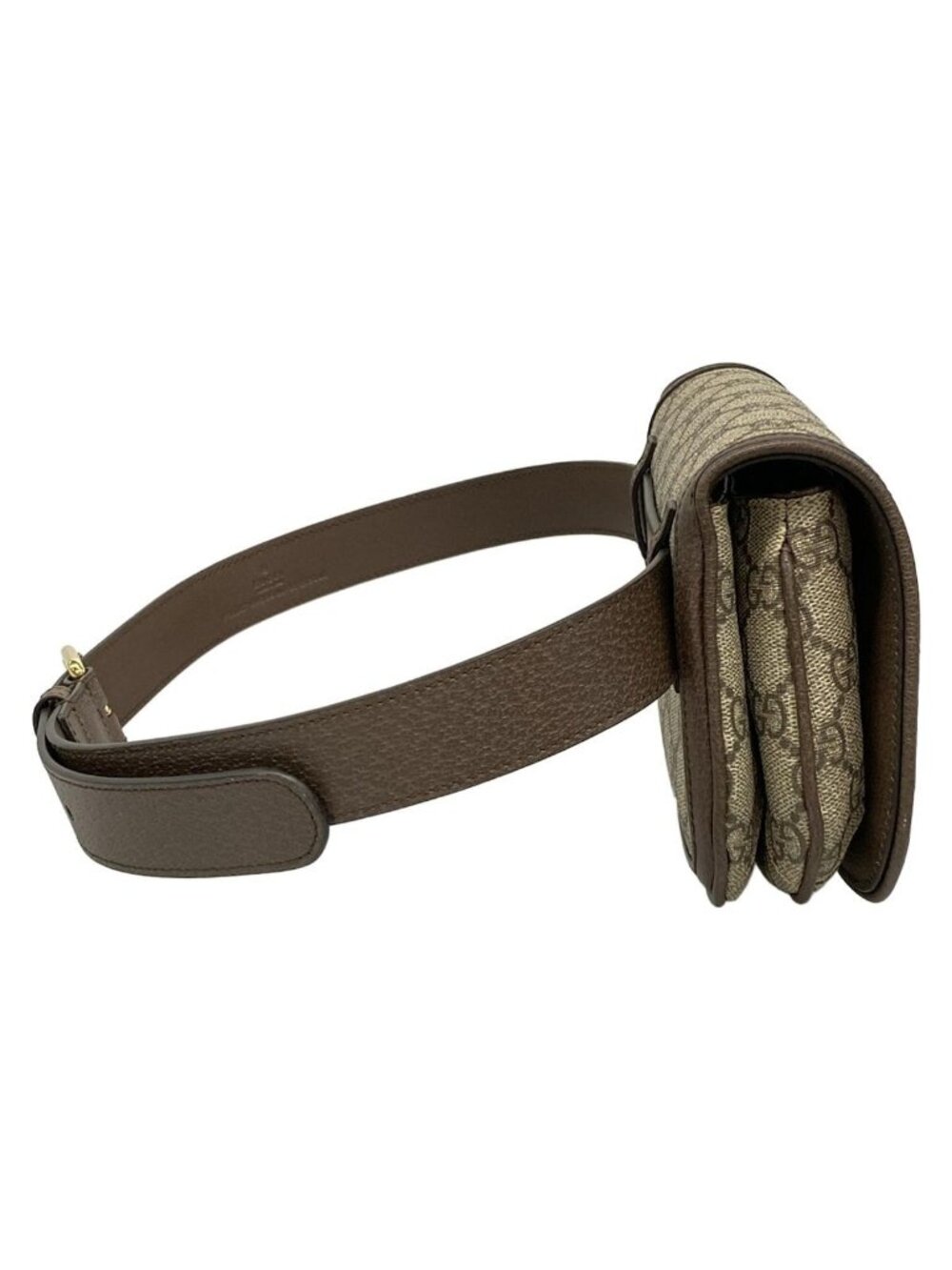 ★SOLD★ Gucci Waist Pouch Interlocking GG Plus Supreme Dark Brown Beige Leather - Picture 2 of 15